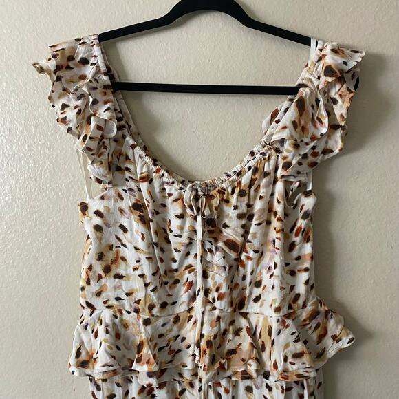 Sofia Dress Maxi Midi Sweetheart Ruffle Boho Cottagecore Animal Print SZ Large - Picture 3 of 13